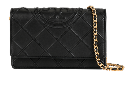 Fleming Soft Wallet On Chain, £150, Handbags, Black, Leather, Front view